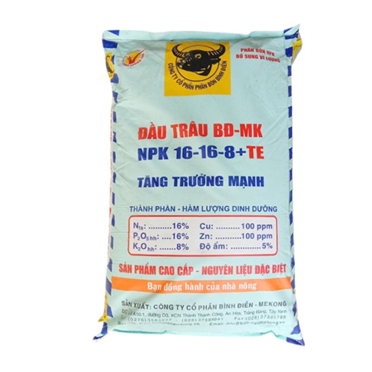 Phân Bón NPK 16-16-8+TE Đầu Trâu Bao 50kg